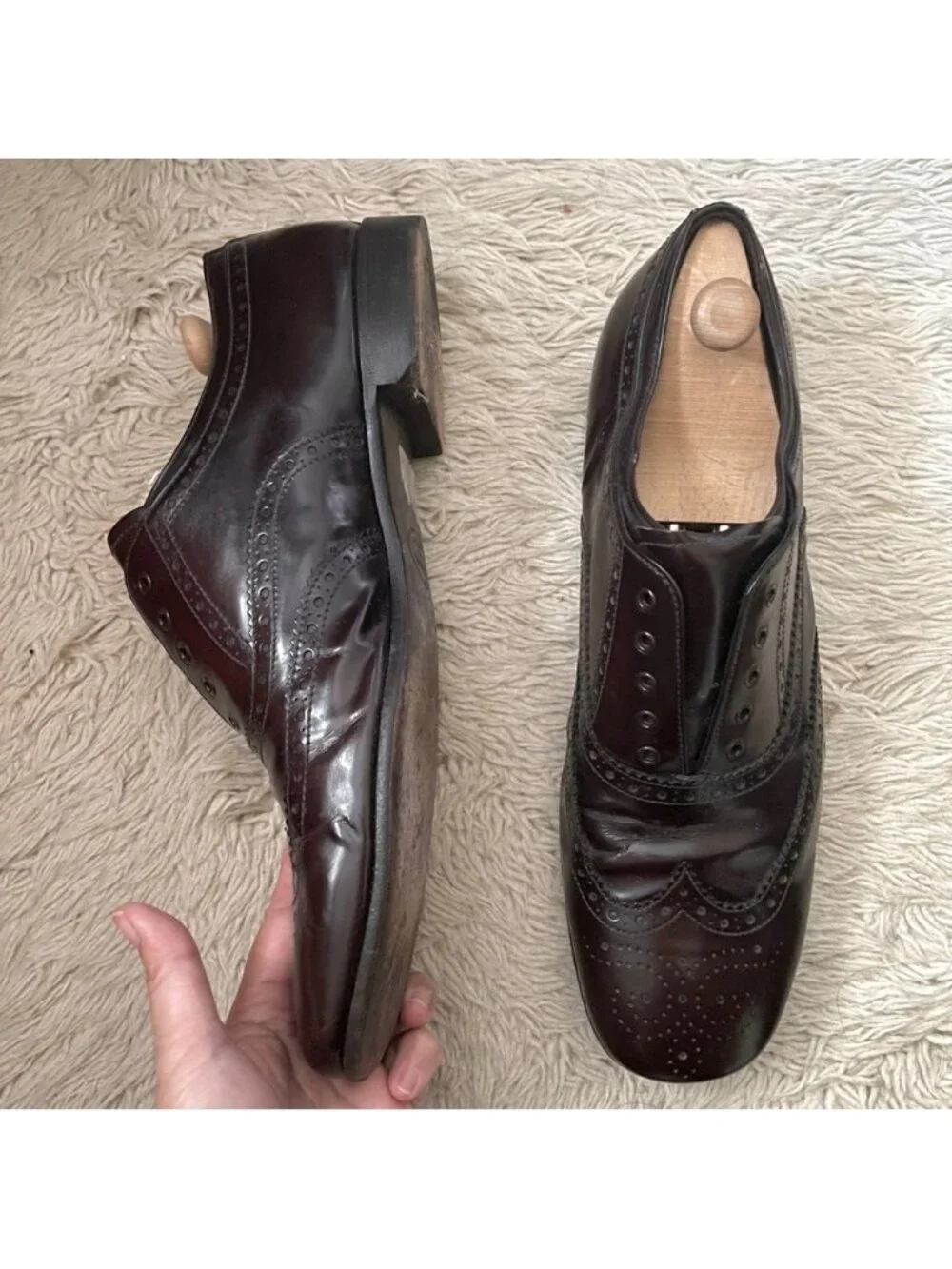 Prada Brown Leather Wingtip Brogues Dress Shoes - 9.5 🇮🇹